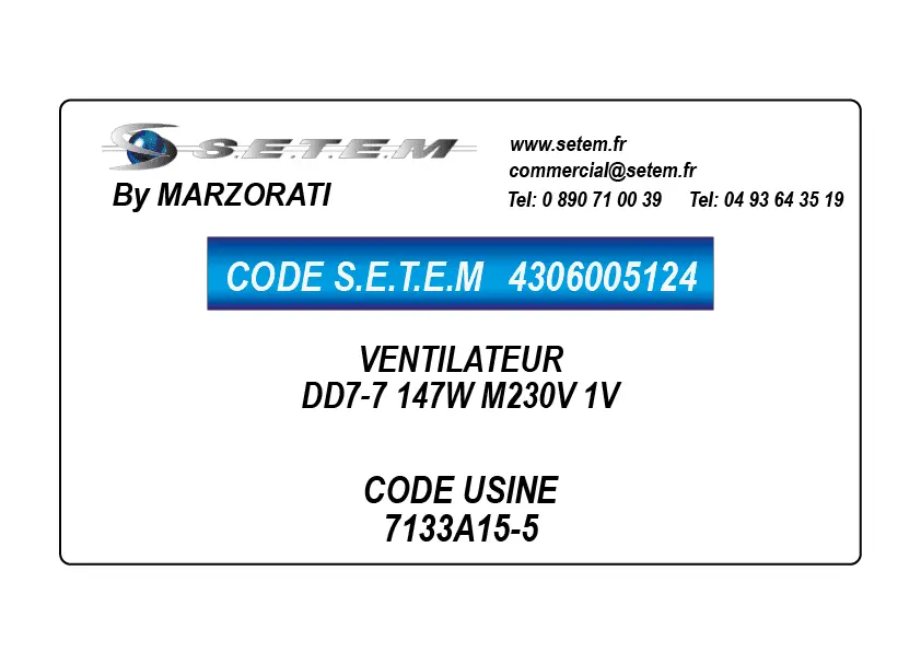 4306005124-VENTILATEUR MARZORATI DD7-7 147W M230V 1V *7133A15-5*