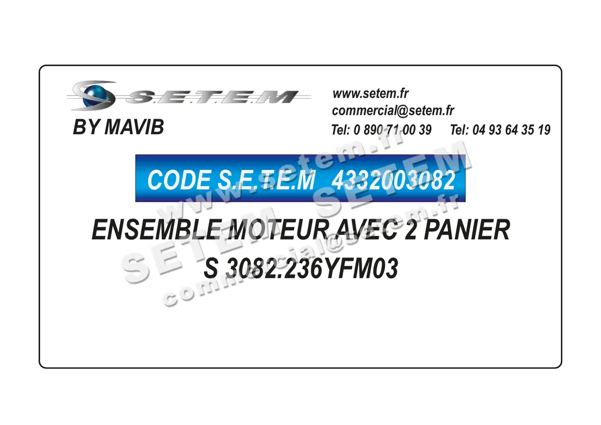 4332003082-ENSEMBLE MOTEUR MAVIB AVEC 2 PANIERS 3082.236YFM03