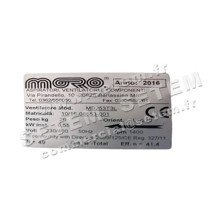 4335000282-VENTILATEUR MORO MB253T3L LG 270° 0.55KW 4P T230/400V 2