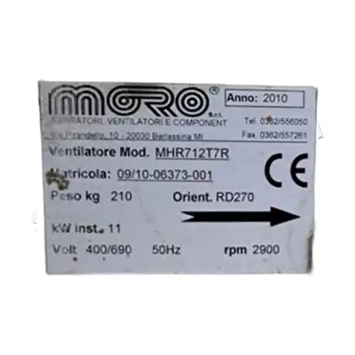 4335002220-VENTILATEUR MORO MHR712T7R 11KW 2P T230/400V RD 0°