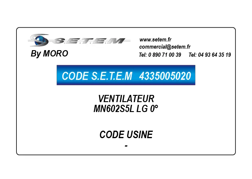 4335005020-VENTILATEUR MORO MN602S5L LG 0°