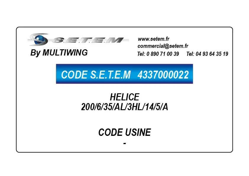 4337000022-HELICE 200/6/35/AL/3HL/14/5/A MULTIWING