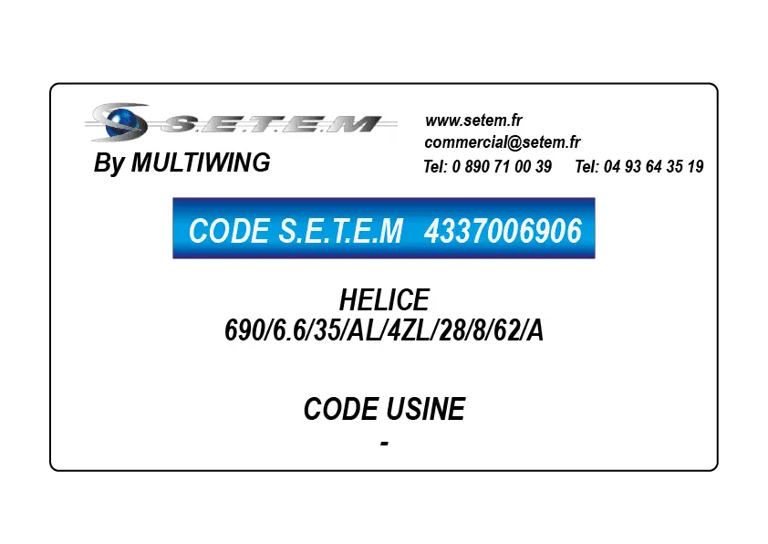 4337006906-HELICE 690/6.6/35/AL/4ZL/28/8/62/A MULTIWING