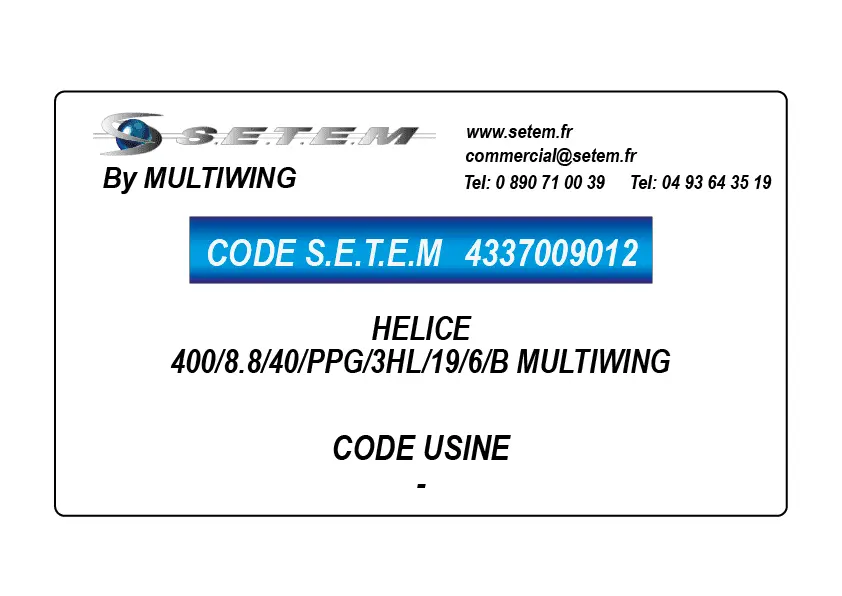 4337009012-HELICE 400/8.8/40/PPG/3HL/19/6/B MULTIWING