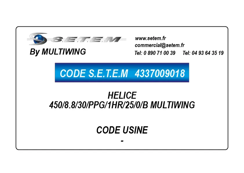 4337009018-HELICE 450/8.8/30/PPG/1HR/25/0/B MULTIWING
