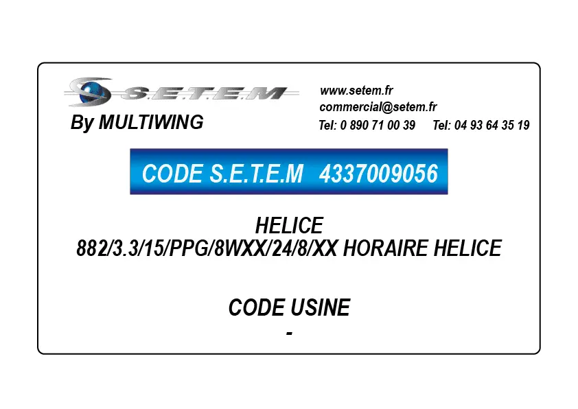 4337009056-HELICE 882/3.3/15/PPG/8WXX/24/8/XX HORAIRE HELICE-MOTEUR MULTIWING