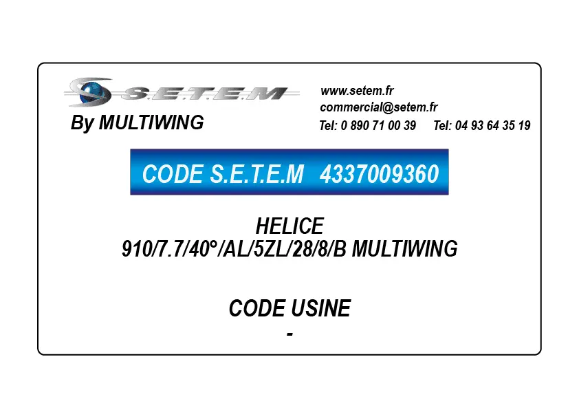 4337009360-HELICE 910/7.7/40°/AL/5ZL/28/8/B MULTIWING