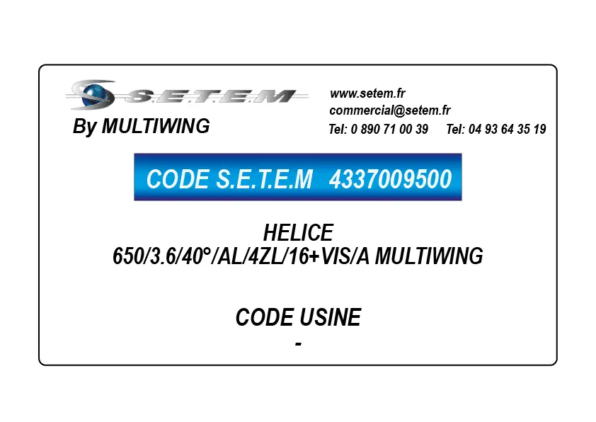 4337009500-HELICE 650/3.6/40°/AL/4ZL/16+VIS/A MULTIWING