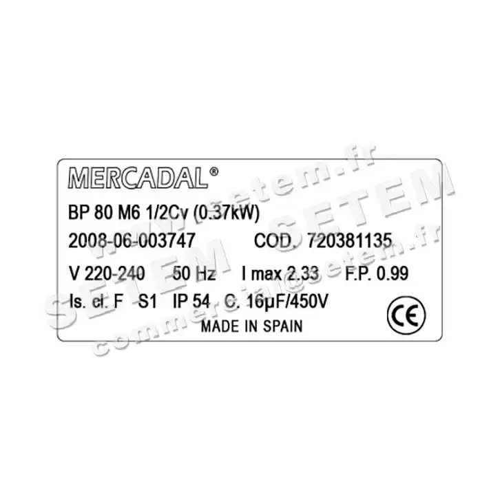 4355009013-MOTEUR MERCADAL BP80M6 *720381135* 2