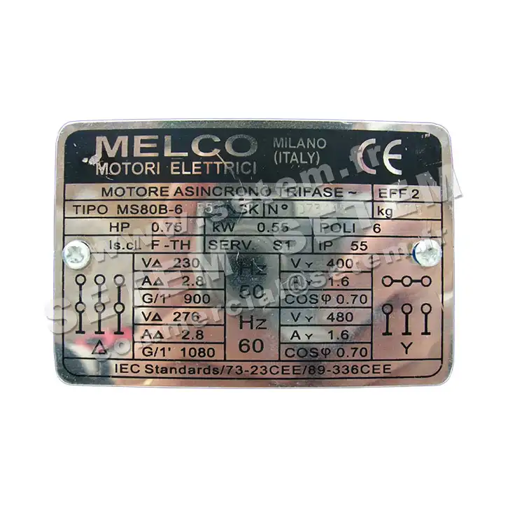 4366006521-MOTEUR MELCO VARIABLE 0.55KW 6P T230/400V HA80 B5 SERIE E 2