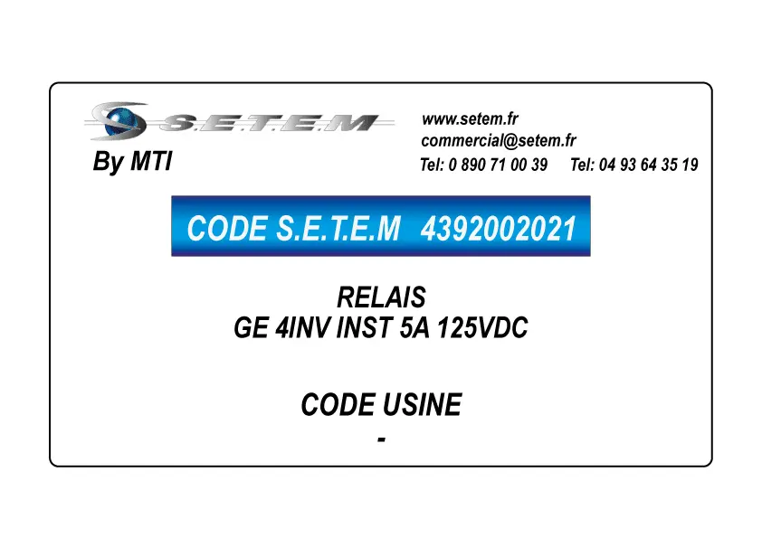 4392002021-RELAIS MTI GE 4INV INST 5A 125VDC 2