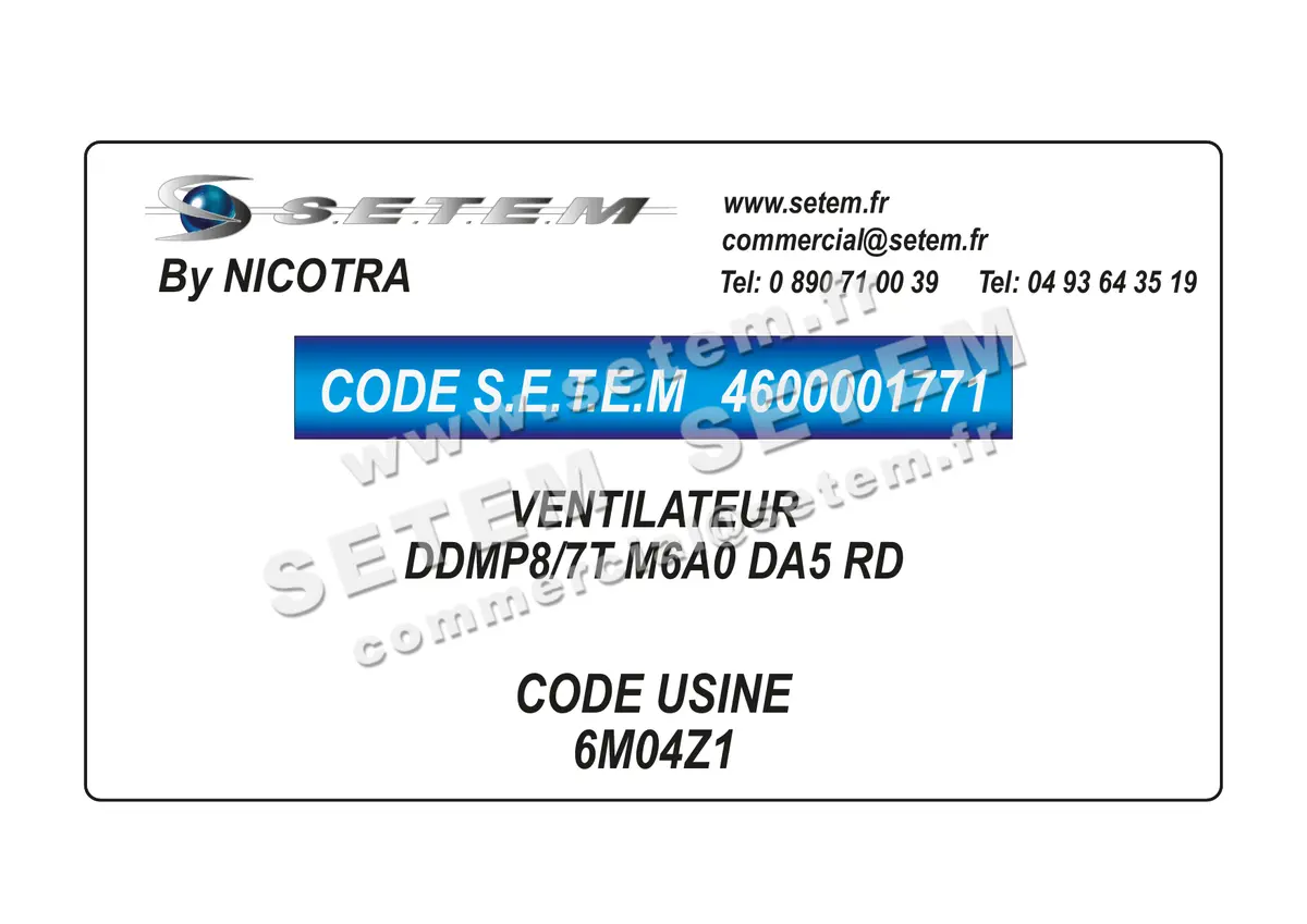 4600001771-VENTILATEUR NICOTRA DDMP8/7T M6A0 DA5 RD *6M04Z1*