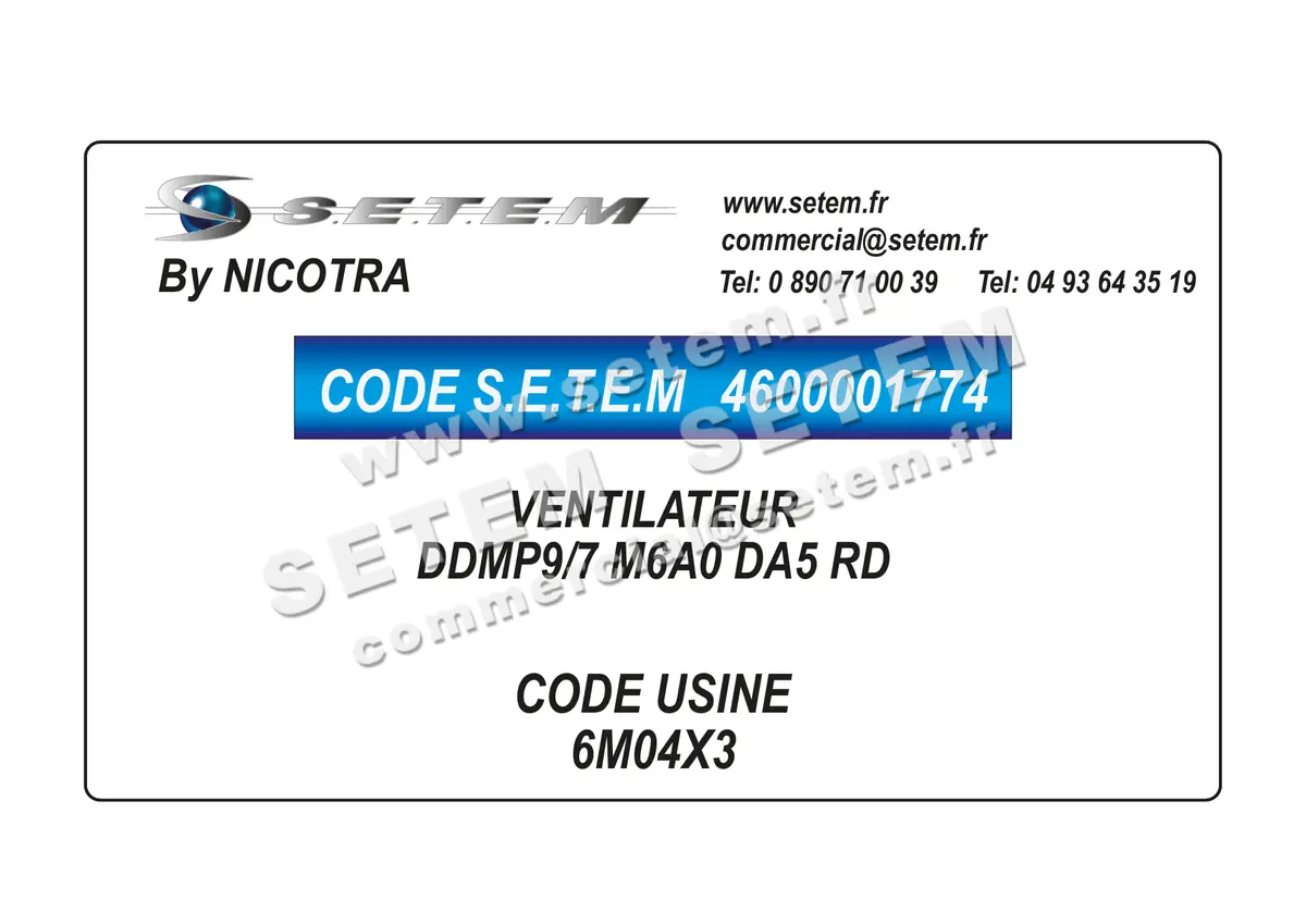 4600001774-VENTILATEUR NICOTRA DDMP9/7 M6A0 DA5 RD *6M04X3*