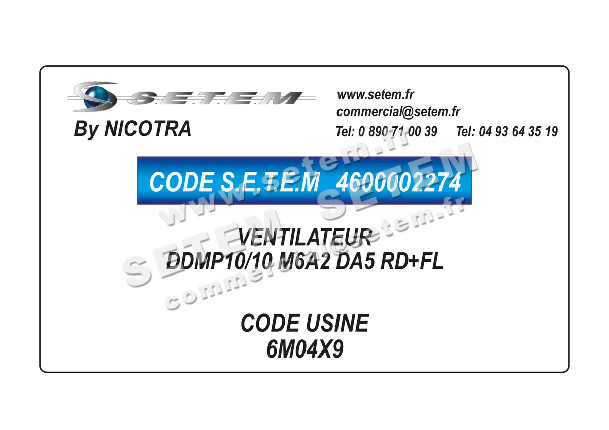 4600002274-VENTILATEUR NICOTRA DDMP10/10 M6A2 DA5 RD+FL *6M04X9*