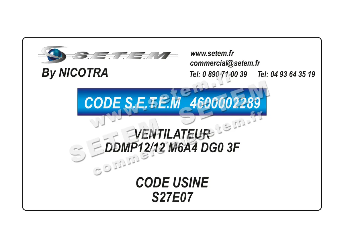 4600002289-VENTILATEUR NICOTRA DDMP12/12 M6A4 DG0 3F *S27E07*