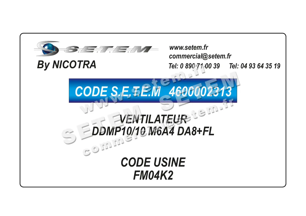 4600002313-VENTILATEUR NICOTRA DDMP10/10 M6A4 DA8+FL *FM04K2*