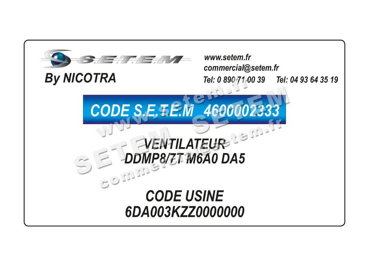 4600002333-VENTILATEUR NICOTRA DDMP8/7T M6A0 DA5 *6DA003KZZ0000000*