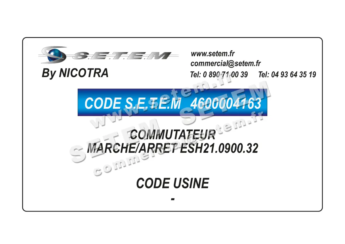 4600004163-COMMUTATEUR MARCHE/ARRET ESH21.0900.32 NICOTRA