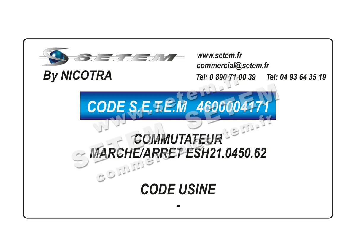 4600004171-COMMUTATEUR MARCHE/ARRET ESH21.0450.62 NICOTRA