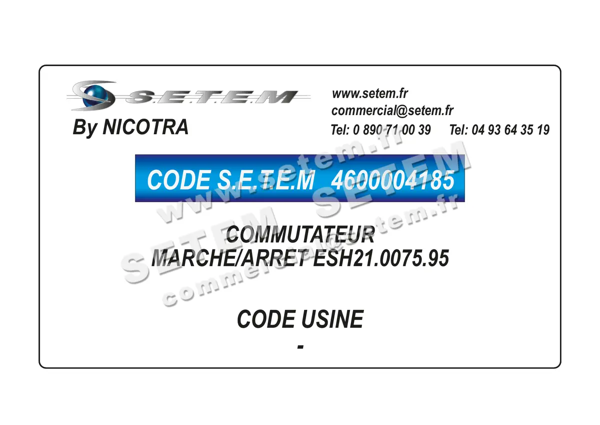 4600004185-COMMUTATEUR MARCHE/ARRET ESH21.0075.95 NICOTRA