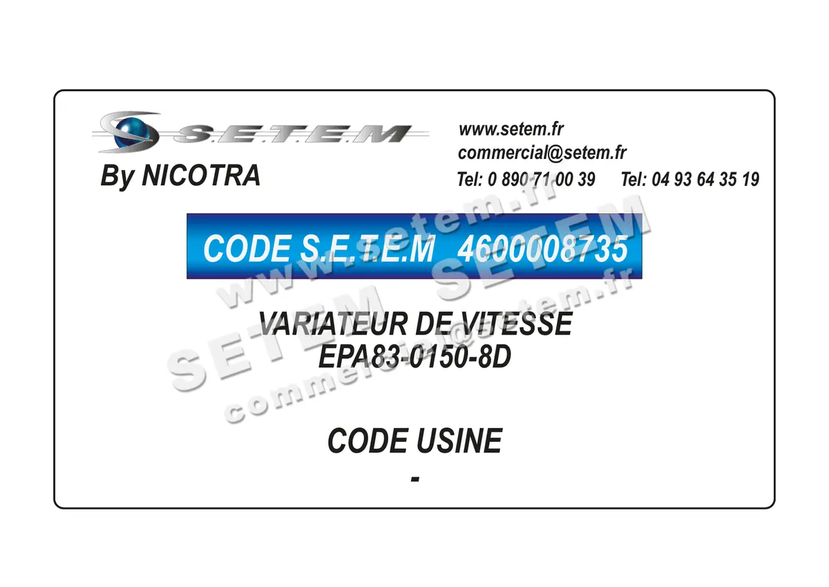 4600008735-VARIATEUR DE VITESSE EPA83-0150-8D NICOTRA