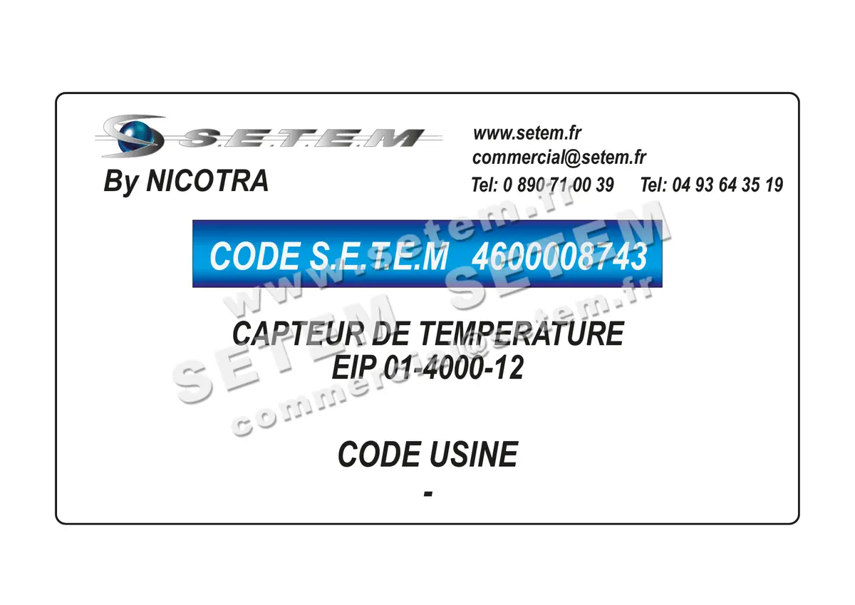 4600008743-CAPTEUR DE TEMPERATURE NICOTRA EIP 01-4000-12