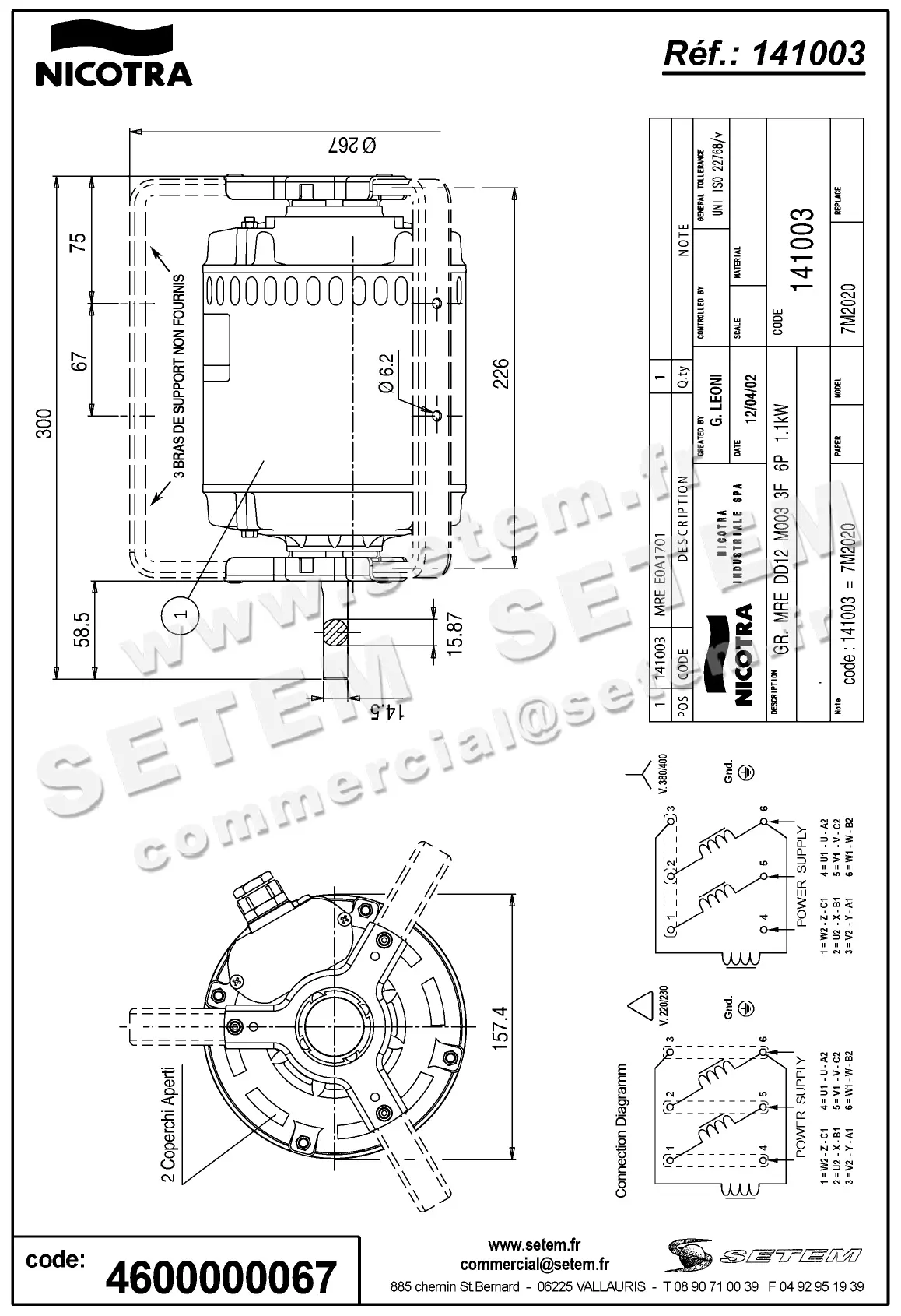 4624000067-MOTEUR P60635E0A1701 *141003* 2