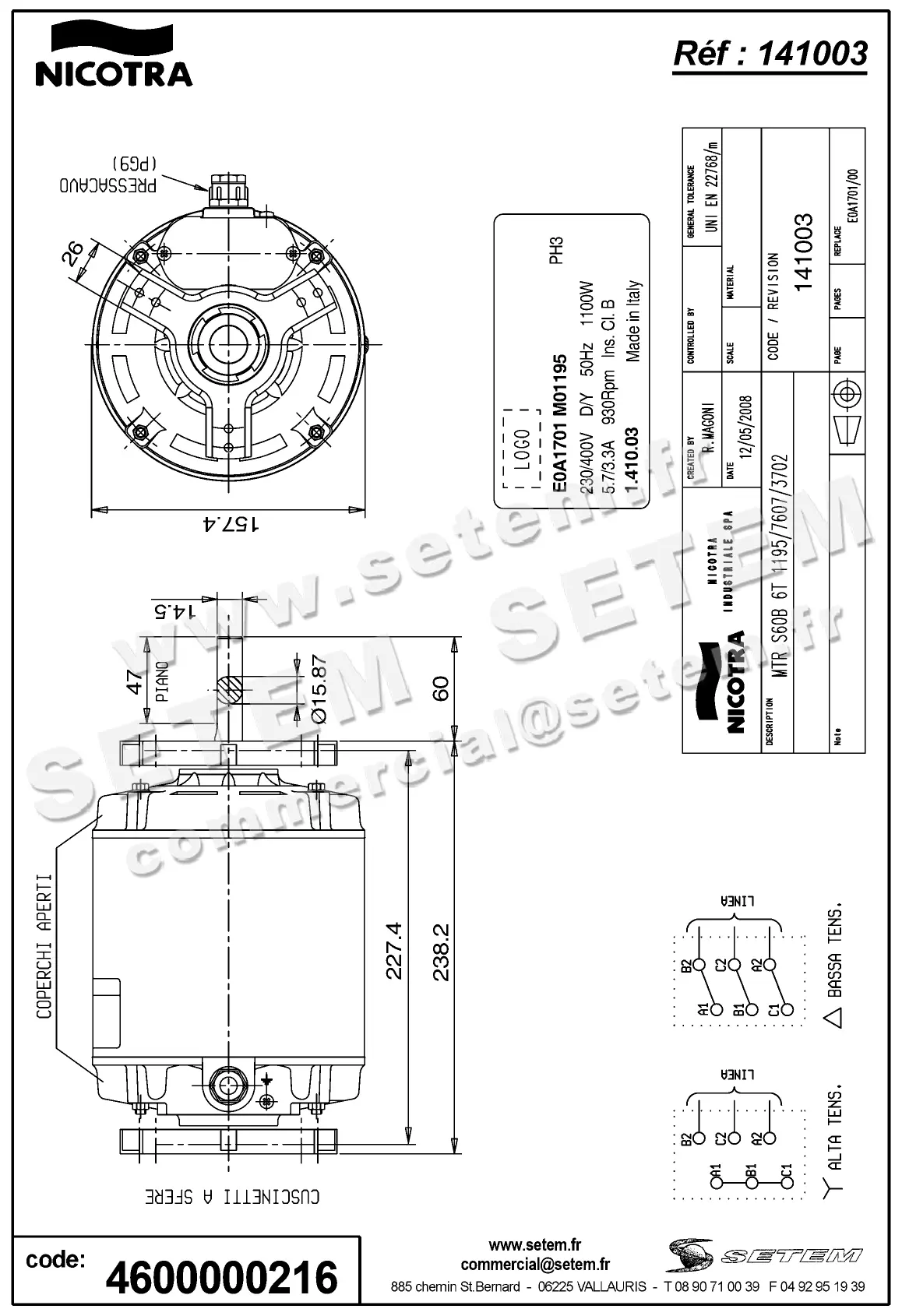 4624000216-MOTEUR E0A1701 MO1195 "141003"