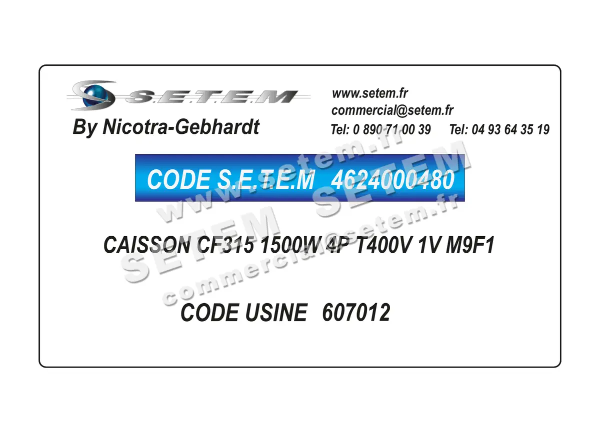 4624000480-CAISSON NICOTRA GEBHARDT CF315 1500W 4P T400V 1V M9F1 *607012* 2