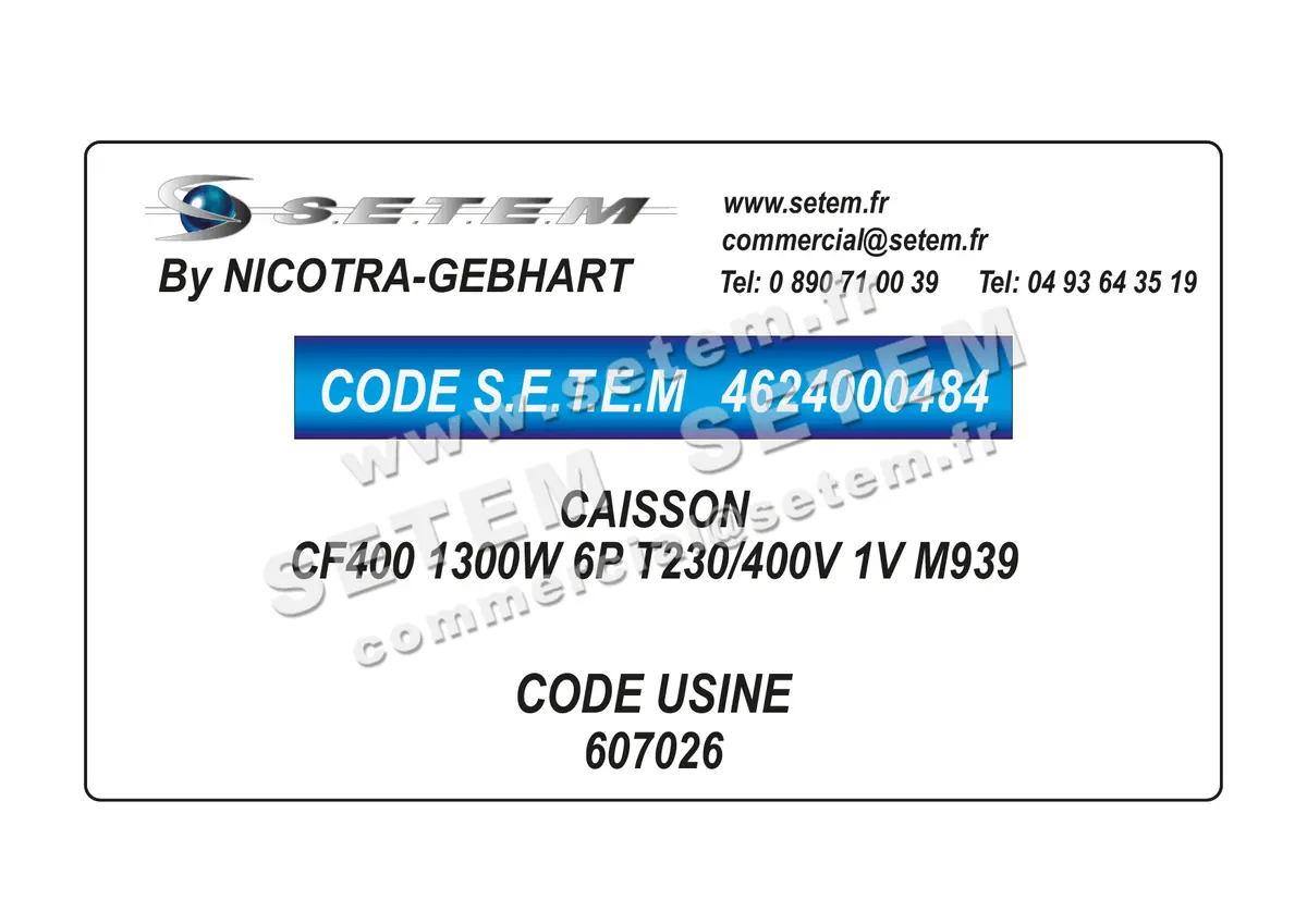 4624000484-CAISSON NICOTRA GEBHARDT CF400 1300W 6P T230/400V 1V M939 *607026* 2