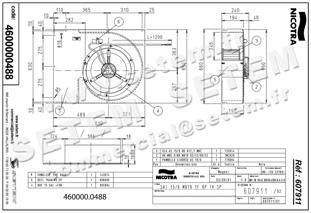 4624000488-VENTILATEUR NICOTRA GEBHARDT SAI15/6 105W 6P M230V 1V M919 *607911* 2