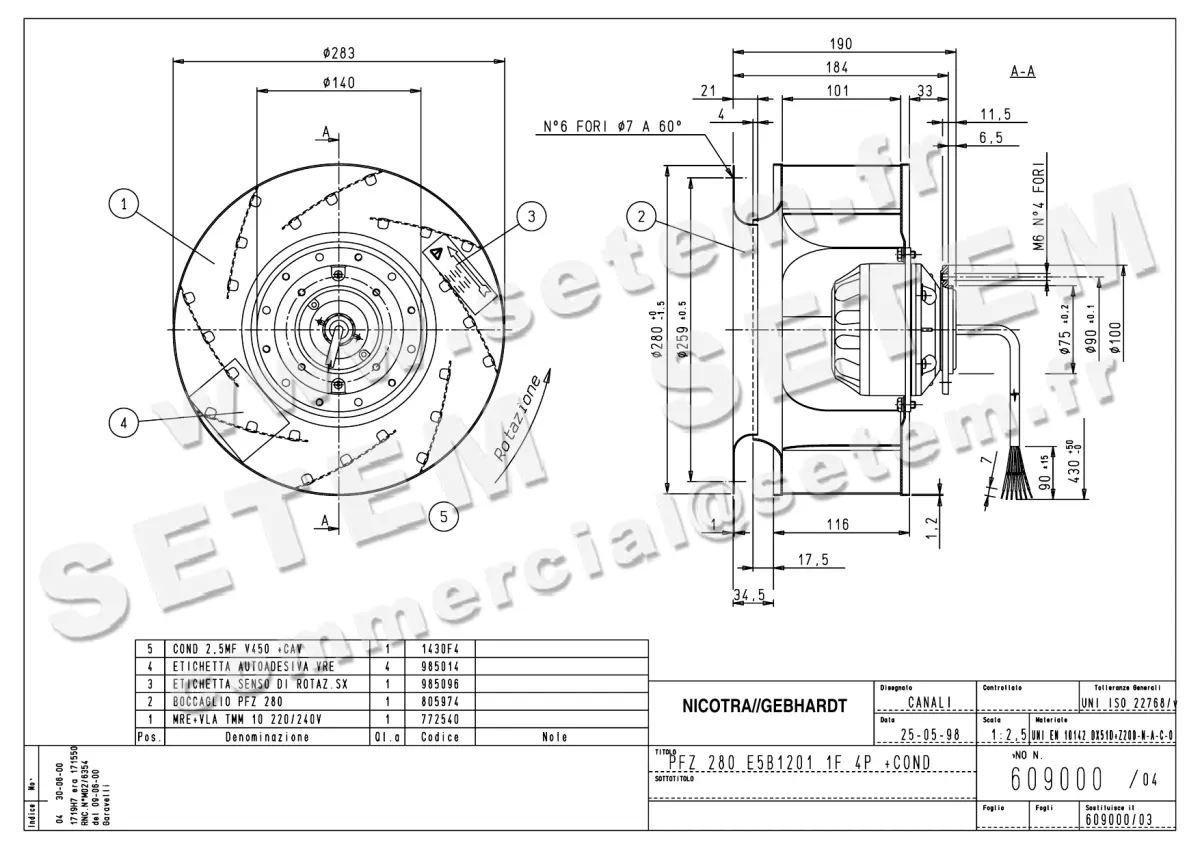 4624000490-VENTILATEUR NICOTRA GEBHARDT PFZ280 M230V *609000*
