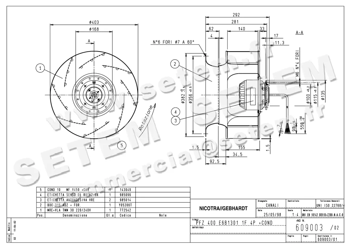 4624000493-VENTILATEUR NICOTRA GEBHARDT PFZ400 M230V *609003*