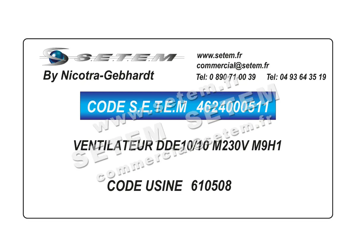 4624000511-VENTILATEUR NICOTRA GEBHARDT DDE10/10 M230V M9H1 *610508*