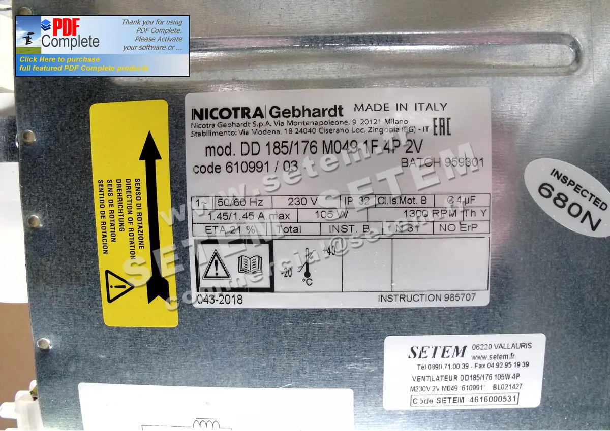 4624000531-VENTILATEUR NICOTRA GEBHARDT DD185/176 105W 4P M230V 2V M049 *610991* 3