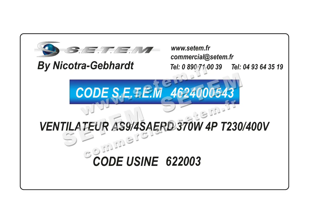 4624000543-VENTILATEUR NICOTRA GEBHARDT AS9/4SAERD 370W 4P T230/400V *622003*