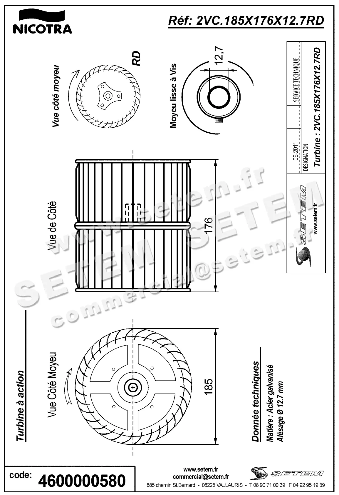 4624000580-TURBINE NICOTRA GEBHARDT 2VC.185X176X12.7RD 2