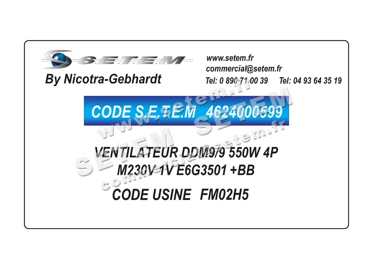 4624000599-VENTILATEUR NICOTRA GEBHARDT DDM9/9 550W 4P M230V 1V E6G3501 +BB *FM02H5*