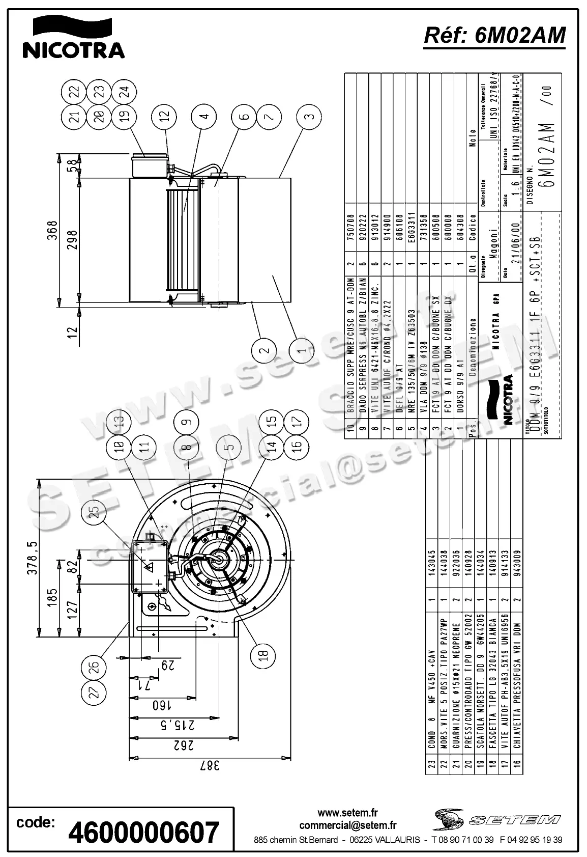 4624000607-VENTILATEUR DDM9/9 200W 6P M230V 1V E6G3311 +PI+BB *6M02AM* 2