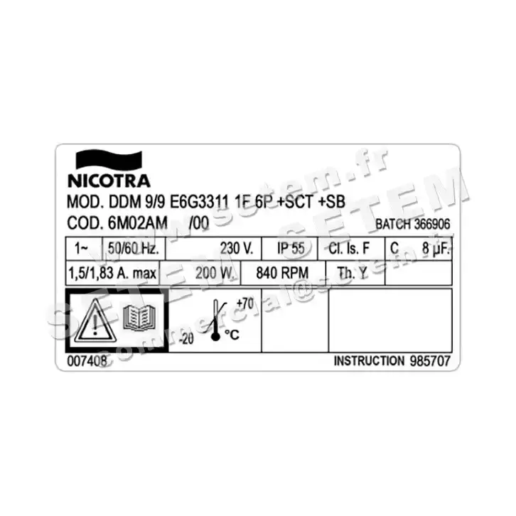 4624000607-VENTILATEUR DDM9/9 200W 6P M230V 1V E6G3311 +PI+BB *6M02AM* 3