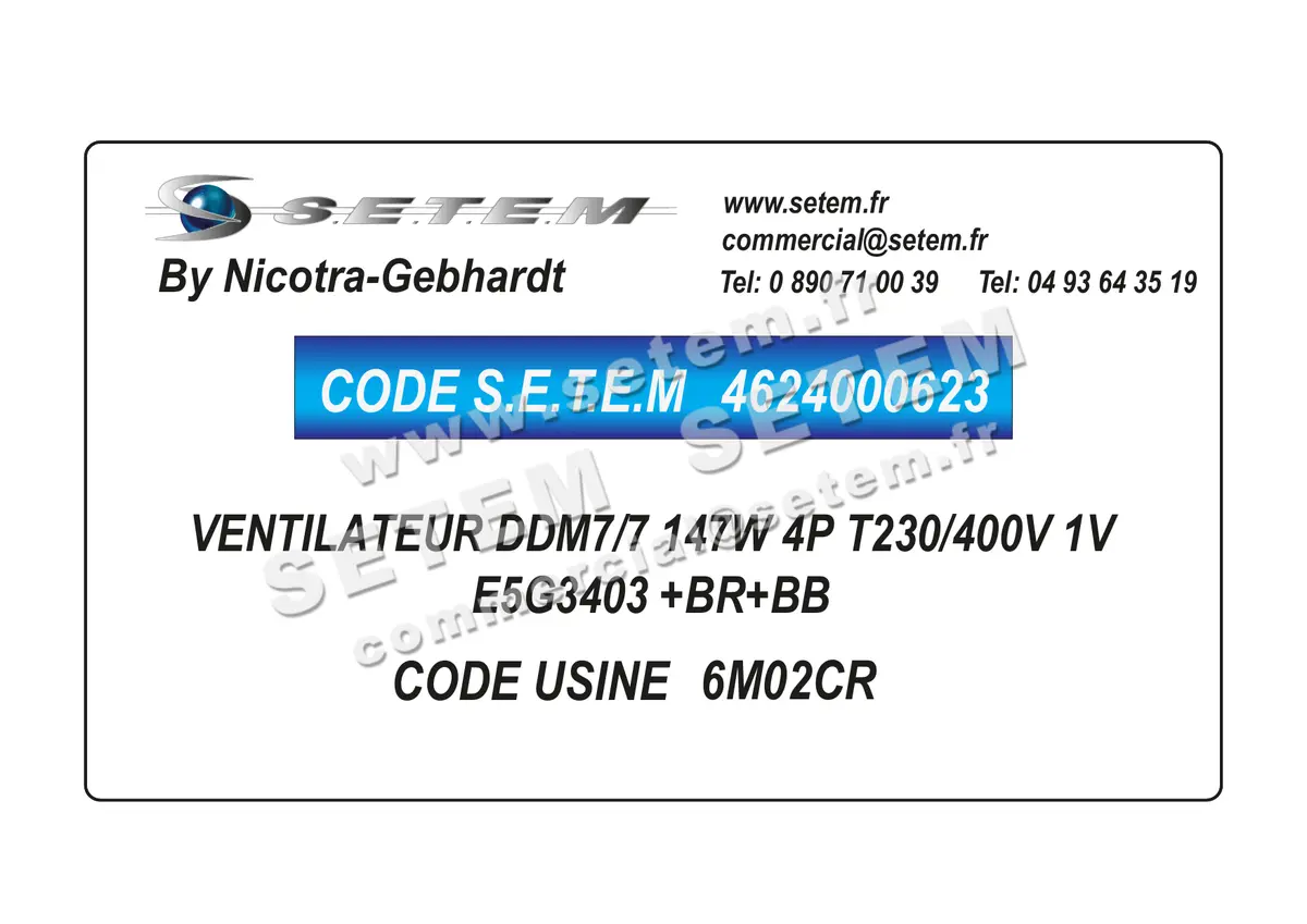 4624000623-VENTILATEUR NICOTRA GEBHARDT DDM7/7 147W 4P T230/400V 1V E5G3403 +BR+BB *6M02CR* 2