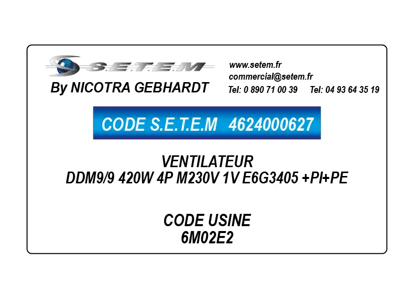 4624000627-VENTILATEUR DDM9/9 420W 4P M230V 1V E6G3405 +PI+PE *6M02E2*