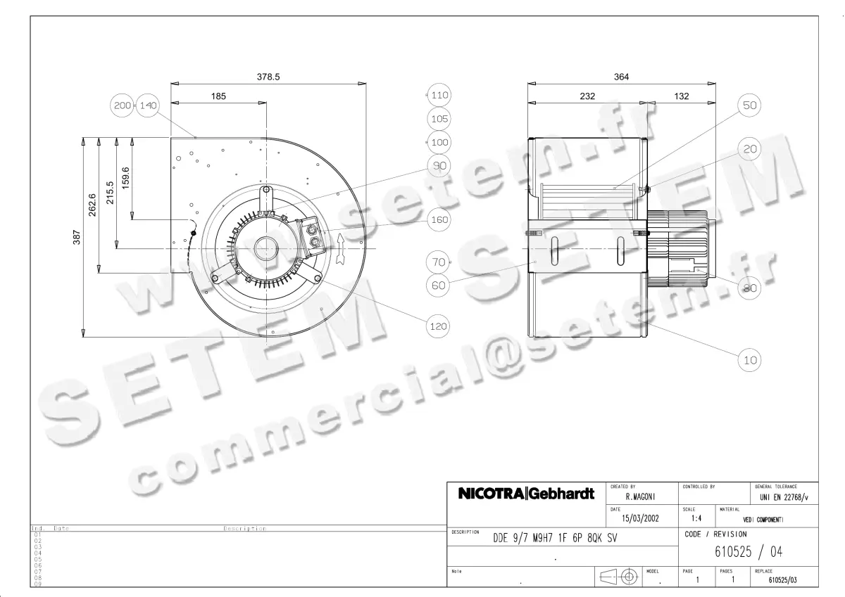 4624000644-VENTILATEUR NICOTRA GEBHARDT DDE9/7 550W 6P M230V M9H7 *610525*