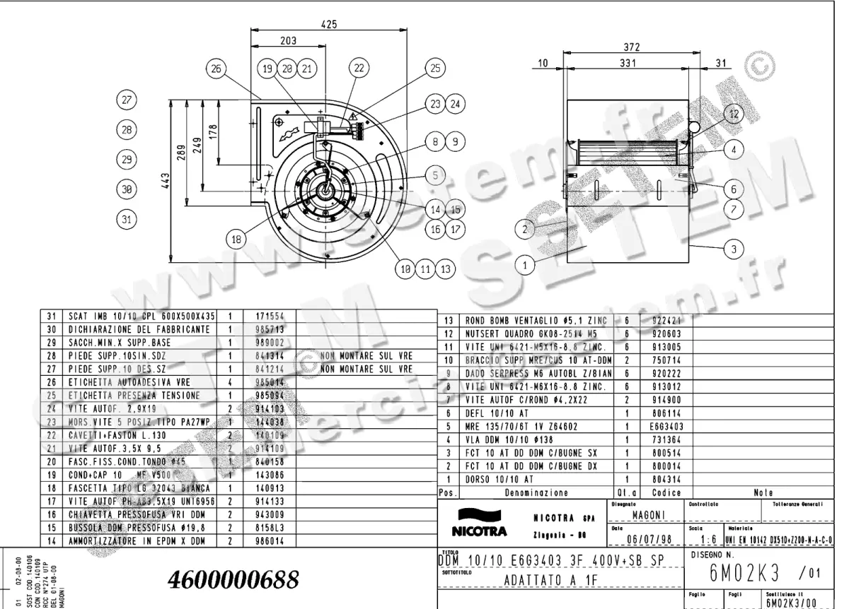 4624000688-VENTILATEUR NICOTRA GEBHARDT DDM10/10 245W 6P T230/400V 1V E6G3403 SP +PI *6M02K3*