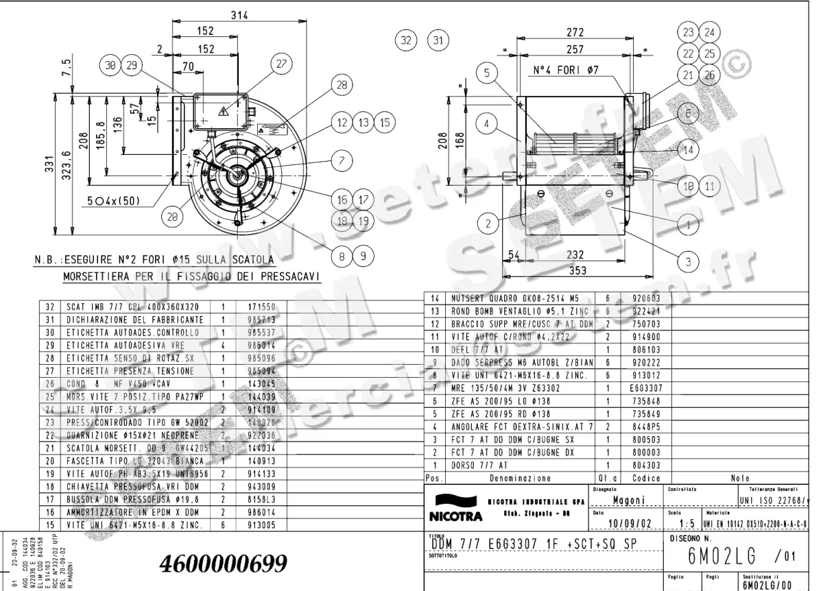 4624000699-VENTILATEUR NICOTRA GEBHARDT DDM7/7 184W 4P M230V 3V E6G3307 SP +BB+SQ *6M02LG*
