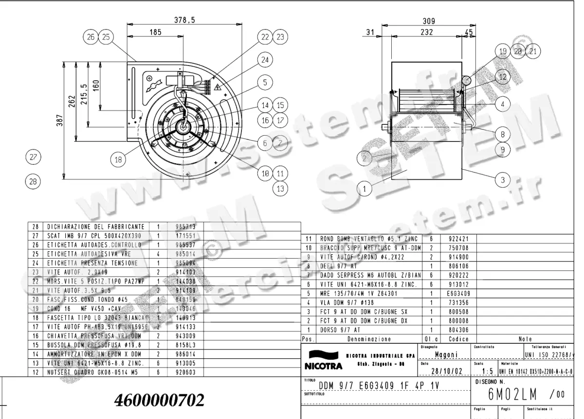 4624000702-VENTILATEUR NICOTRA GEBHARDT DDM9/7 420W 4P M230V 1V E6G3409 *6M02LM*