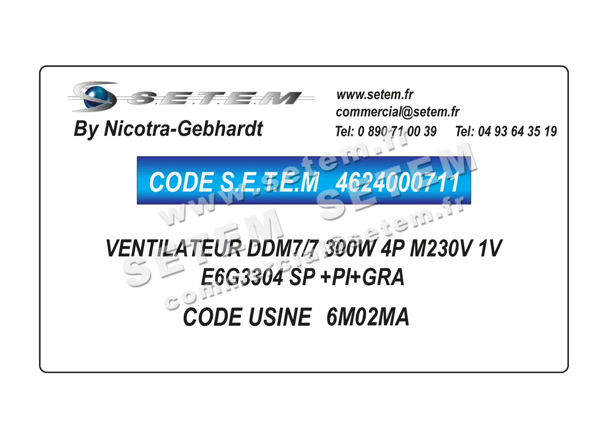 4624000711-VENTILATEUR NICOTRA GEBHARDT DDM7/7 300W 4P M230V 1V E6G3304 SP +PI+GRA *6M02MA* 2