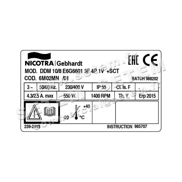 4624000718-VENTILATEUR NICOTRA GEBHARDT DDM10/8 550W 4P T230/400V 1V E6G6601 +BB *6M02MN* 4