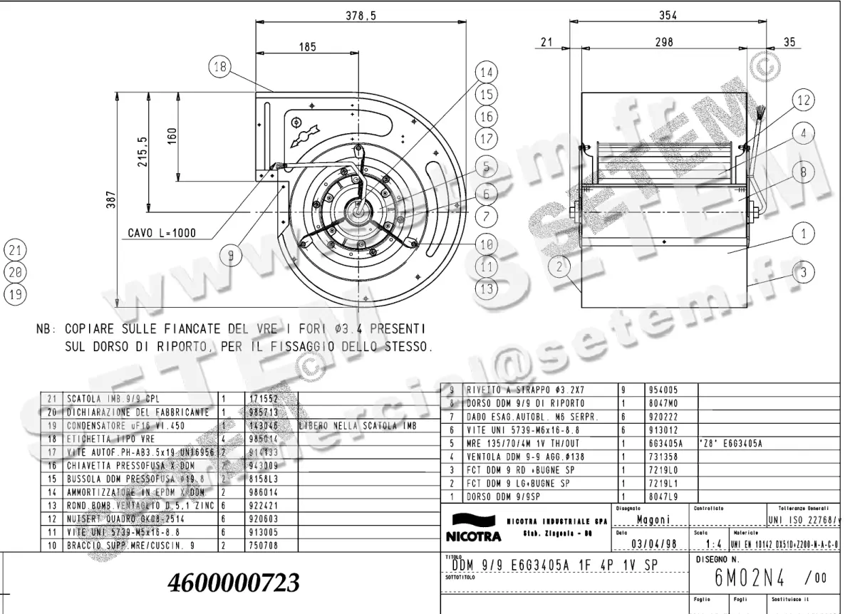 4624000723-VENTILATEUR NICOTRA GEBHARDT DDM9/9 420W 4P M230V 1V E6G3405A SP *6M02N4*