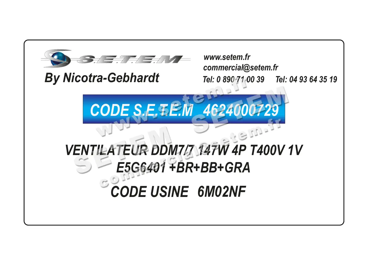 4624000729-VENTILATEUR NICOTRA GEBHARDT DDM7/7 147W 4P T400V 1V E5G6401 +BR+BB+GRA *6M02NF* 2